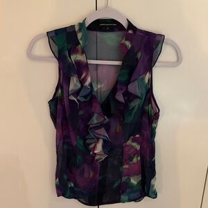 Express Vibrant Purple and Green Ruffled Blouse